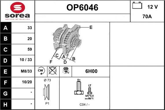Sera OP6046 - Alternateur droxauto.com