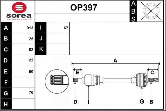 Sera OP397 - Arbre de transmission droxauto.com