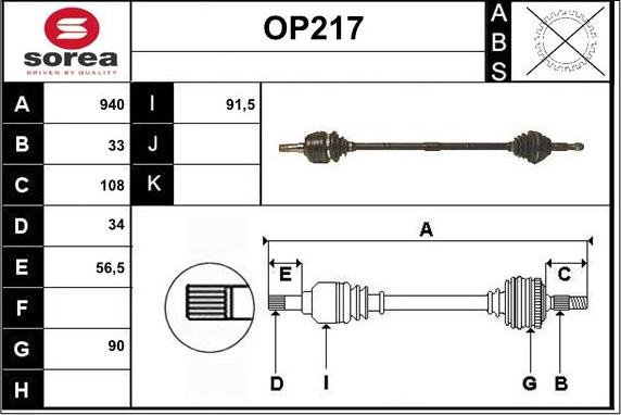 Sera OP217 - Arbre de transmission droxauto.com