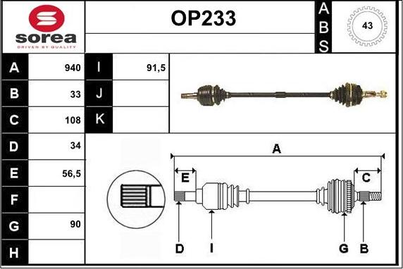 Sera OP233 - Arbre de transmission droxauto.com