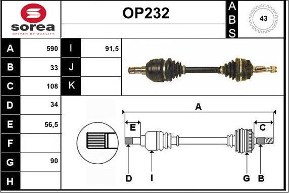 Sera OP232 - Arbre de transmission droxauto.com