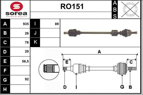 Sera RO151 - Arbre de transmission droxauto.com