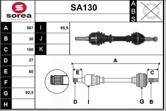 Sera SA130 - Arbre de transmission droxauto.com