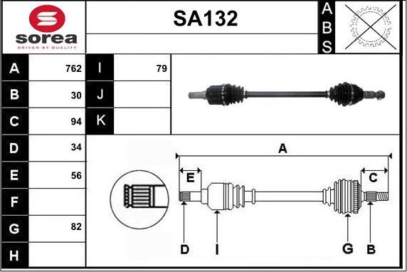 Sera SA132 - Arbre de transmission droxauto.com