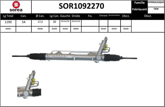 Sera SOR1092270 - Crémaillière de direction droxauto.com