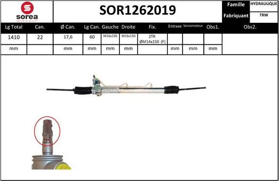 Sera SOR1262019 - Crémaillière de direction droxauto.com