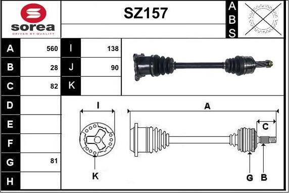 Sera SZ157 - Arbre de transmission droxauto.com