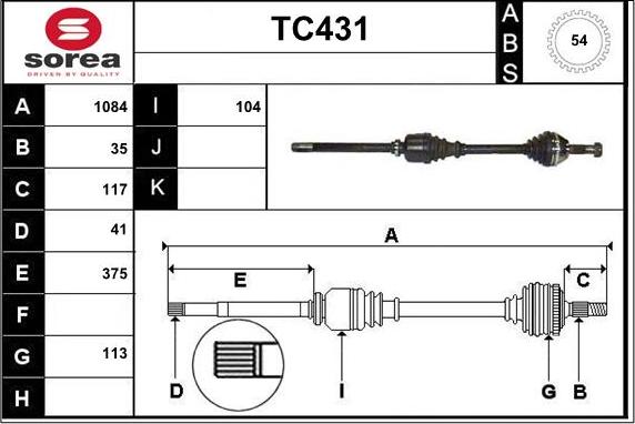 Sera TC431 - Arbre de transmission droxauto.com