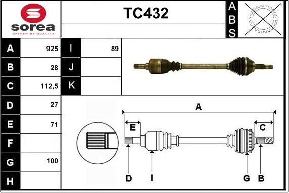 Sera TC432 - Arbre de transmission droxauto.com