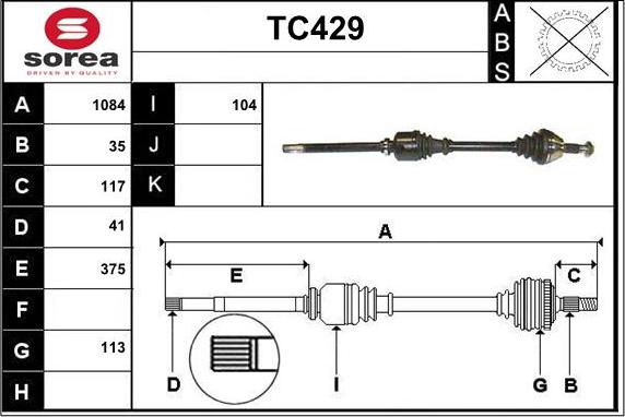 Sera TC429 - Arbre de transmission droxauto.com