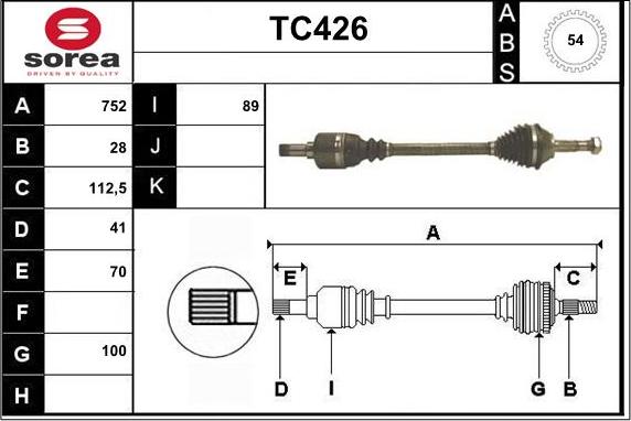 Sera TC426 - Arbre de transmission droxauto.com