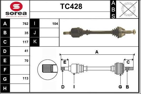 Sera TC428 - Arbre de transmission droxauto.com