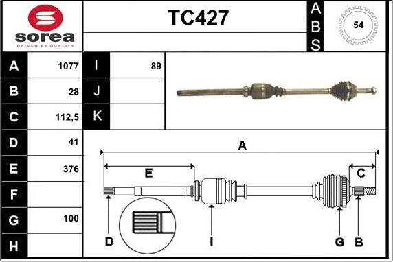 Sera TC427 - Arbre de transmission droxauto.com