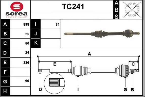 Sera TC241 - Arbre de transmission droxauto.com