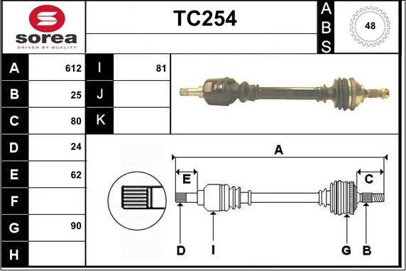 Sera TC254 - Arbre de transmission droxauto.com