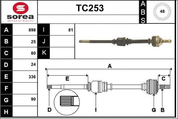 Sera TC253 - Arbre de transmission droxauto.com
