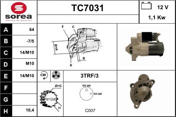 Sera TC7031 - Démarreur droxauto.com