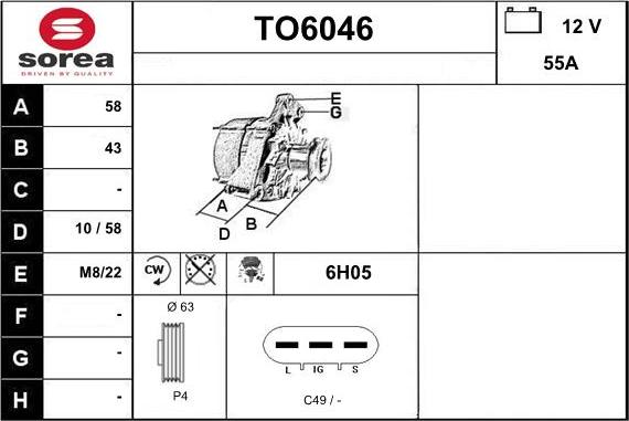 Sera TO6046 - Alternateur droxauto.com
