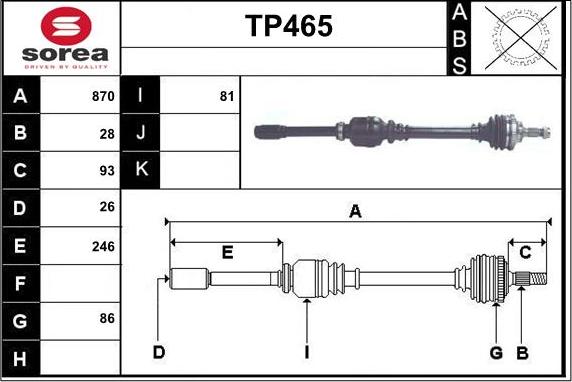 Sera TP465 - Arbre de transmission droxauto.com