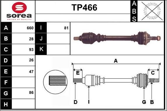Sera TP466 - Arbre de transmission droxauto.com