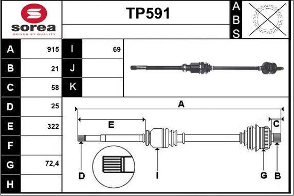Sera TP591 - Arbre de transmission droxauto.com