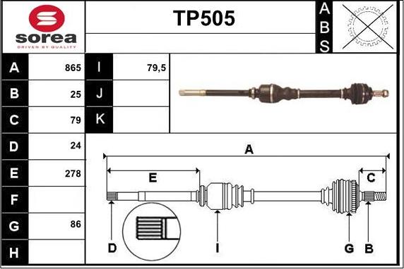 Sera TP505 - Arbre de transmission droxauto.com