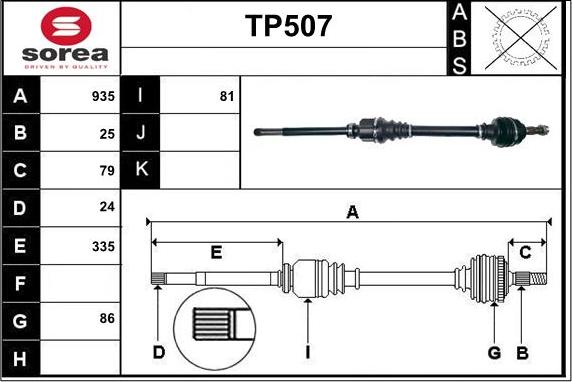 Sera TP507 - Arbre de transmission droxauto.com