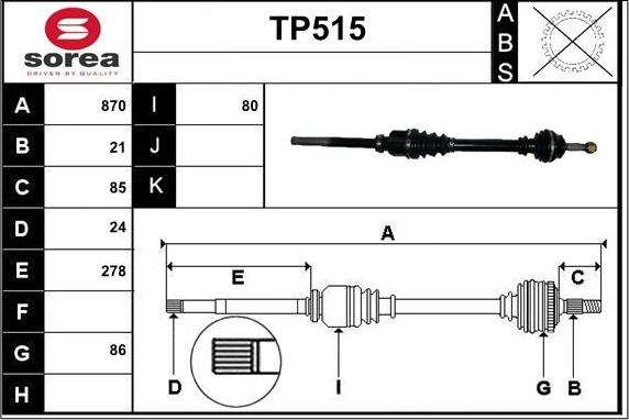 Sera TP515 - Arbre de transmission droxauto.com