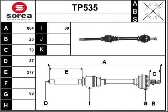 Sera TP535 - Arbre de transmission droxauto.com