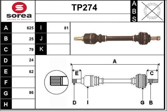 Sera TP274 - Arbre de transmission droxauto.com