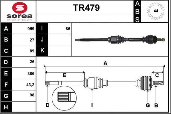 Sera TR479 - Arbre de transmission droxauto.com