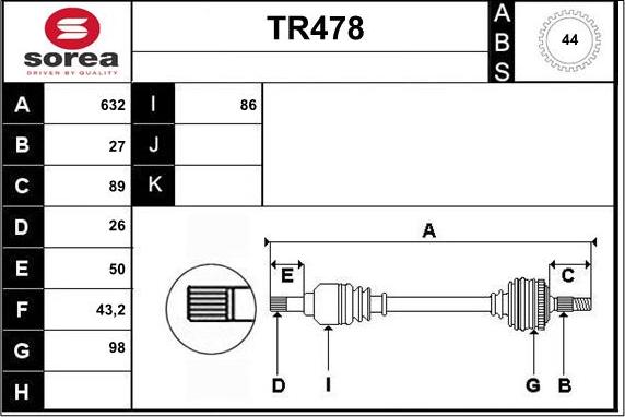 Sera TR478 - Arbre de transmission droxauto.com