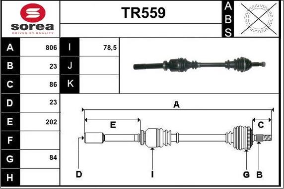 Sera TR559 - Arbre de transmission droxauto.com