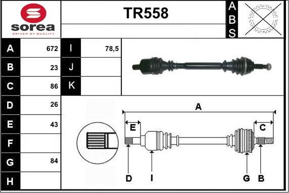 Sera TR558 - Arbre de transmission droxauto.com