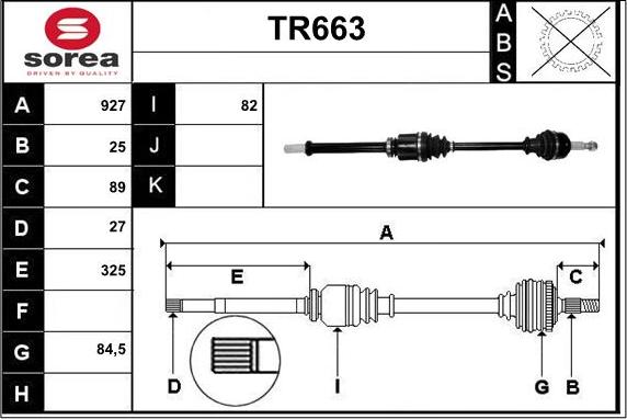 Sera TR663 - Arbre de transmission droxauto.com