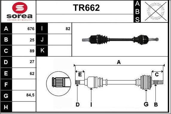 Sera TR662 - Arbre de transmission droxauto.com