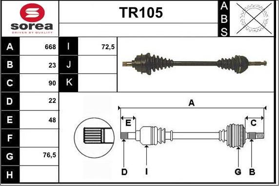 Sera TR105 - Arbre de transmission droxauto.com