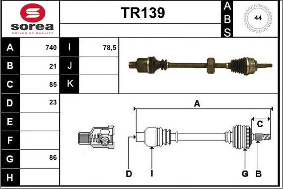 Sera TR139 - Arbre de transmission droxauto.com