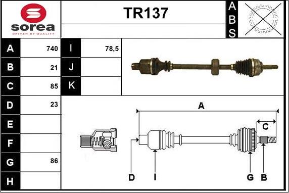 Sera TR137 - Arbre de transmission droxauto.com