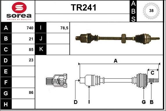 Sera TR241 - Arbre de transmission droxauto.com