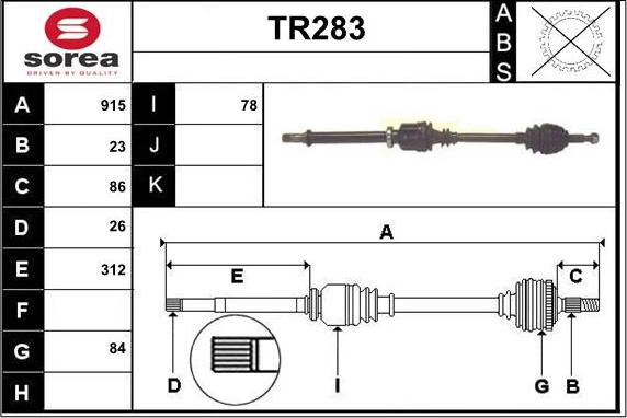 Sera TR283 - Arbre de transmission droxauto.com