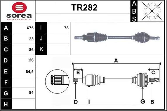 Sera TR282 - Arbre de transmission droxauto.com
