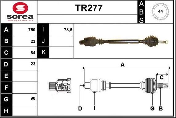 Sera TR277 - Arbre de transmission droxauto.com