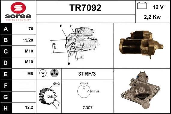 Sera TR7092 - Démarreur droxauto.com