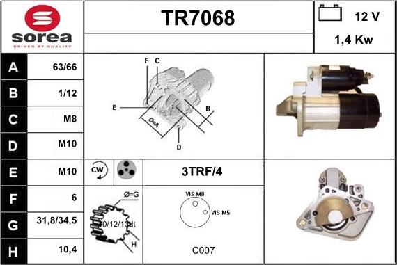 Sera TR7068 - Démarreur droxauto.com
