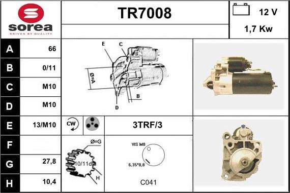 Sera TR7008 - Démarreur droxauto.com
