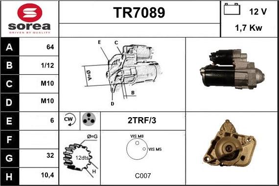 Sera TR7089 - Démarreur droxauto.com