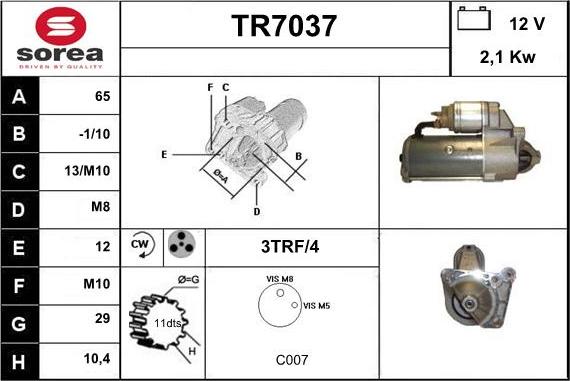 Sera TR7037 - Démarreur droxauto.com