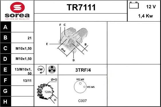 Sera TR7111 - Démarreur droxauto.com