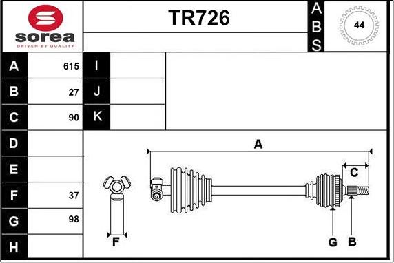 Sera TR726 - Arbre de transmission droxauto.com